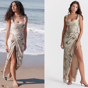 House of CB 'Vesper' & 'Una' Vintage Floral Satin Maxi Skirt Set